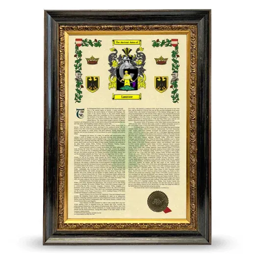 Laurore Armorial History Framed - Heirloom