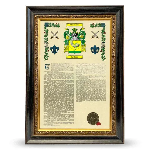 Lavinas Armorial History Framed - Heirloom