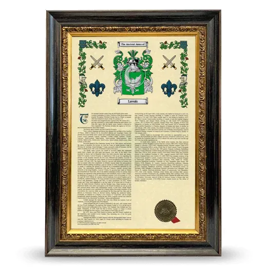 Lavois Armorial History Framed - Heirloom
