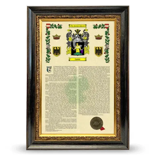 Lawer Armorial History Framed - Heirloom