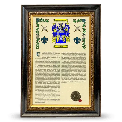 Lebesse Armorial History Framed - Heirloom