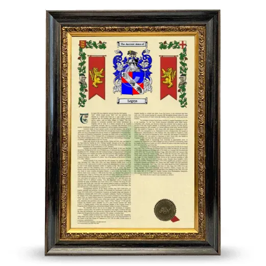 Legrys Armorial History Framed - Heirloom