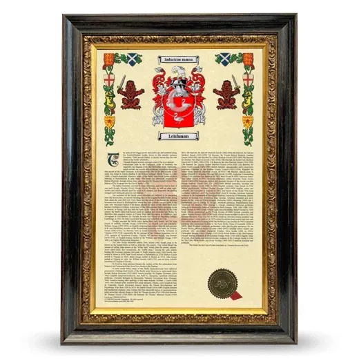 Leishman Armorial History Framed - Heirloom