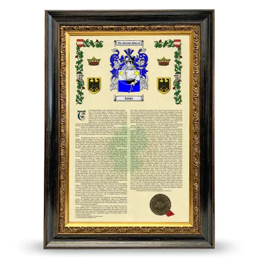 Lents Armorial History Framed - Heirloom