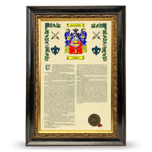 Lesieux Armorial History Framed - Heirloom
