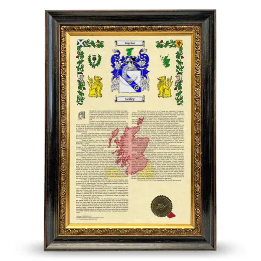 Lesley Armorial History Framed - Heirloom