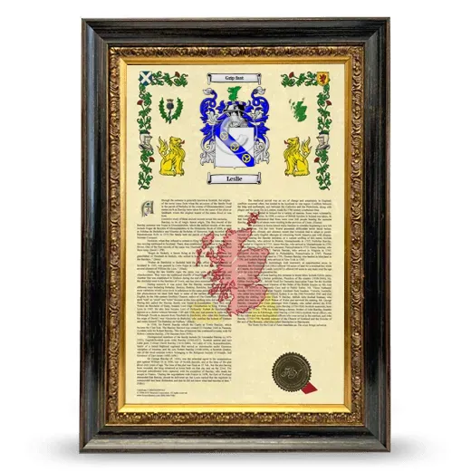 Leslie Armorial History Framed - Heirloom