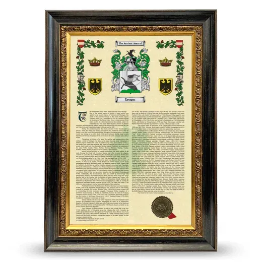 Leuger Armorial History Framed - Heirloom