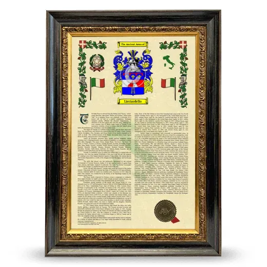 Licciardello Armorial History Framed - Heirloom