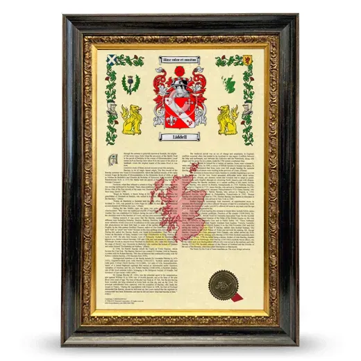 Liddell Armorial History Framed - Heirloom