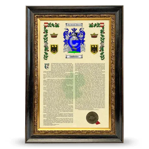 Limbocker Armorial History Framed - Heirloom