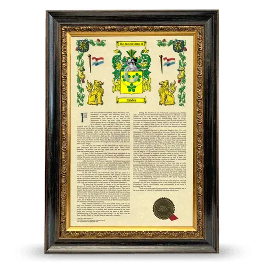 Lindes Armorial History Framed - Heirloom