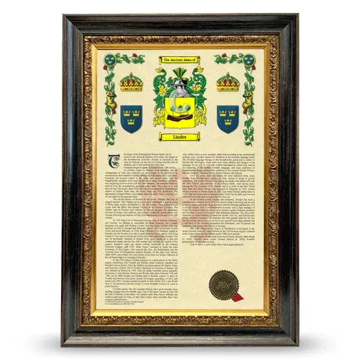Lindes Armorial History Framed - Heirloom