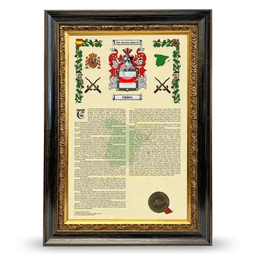 Liniers Armorial History Framed - Heirloom