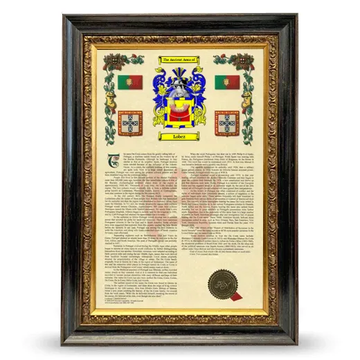Lobez Armorial History Framed - Heirloom