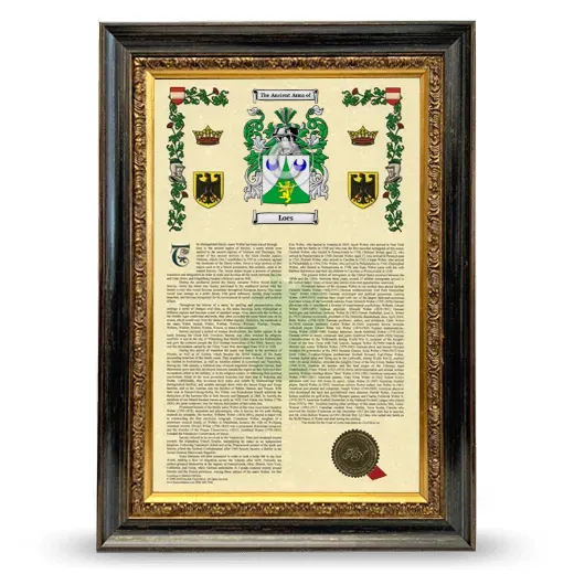 Loes Armorial History Framed - Heirloom