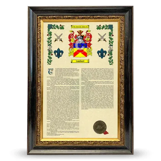 Lombard Armorial History Framed - Heirloom
