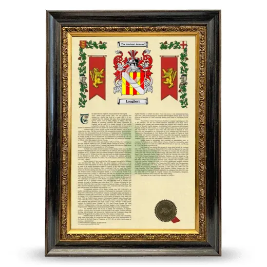 Longhert Armorial History Framed - Heirloom