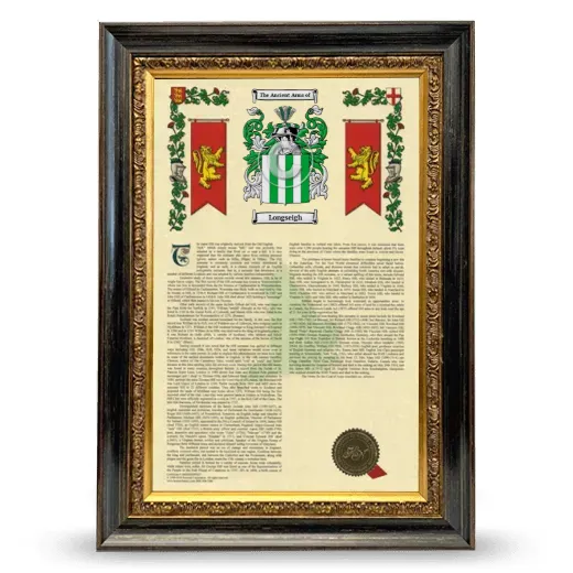 Longseigh Armorial History Framed - Heirloom