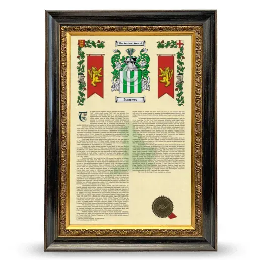 Longwey Armorial History Framed - Heirloom