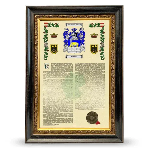 Lorincz Armorial History Framed - Heirloom