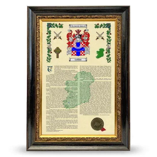 Lorkins Armorial History Framed - Heirloom