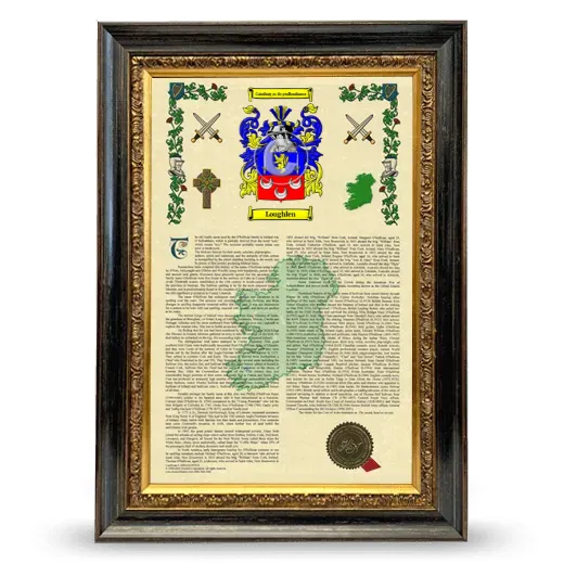 Loughlen Armorial History Framed - Heirloom