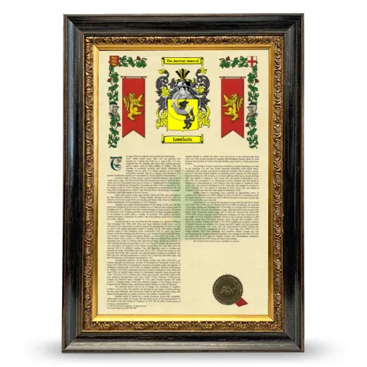 Louthain Armorial History Framed - Heirloom