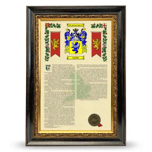 Louvier Armorial History Framed - Heirloom