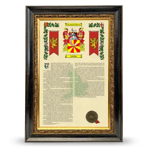 Lovejoy Armorial History Framed - Heirloom