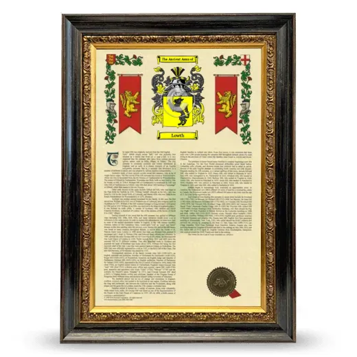 Lowth Armorial History Framed - Heirloom
