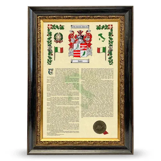 Luco Armorial History Framed - Heirloom