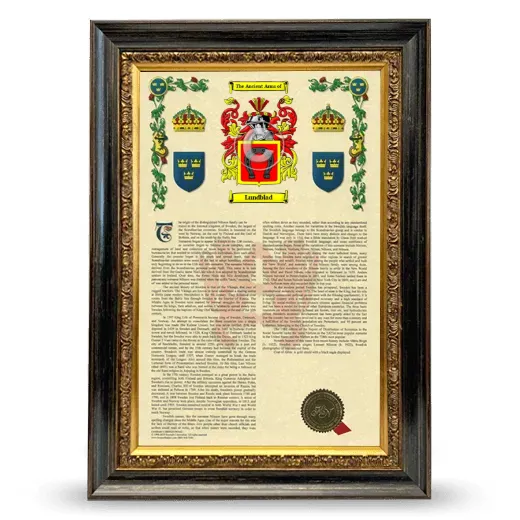 Lundblad Armorial History Framed - Heirloom