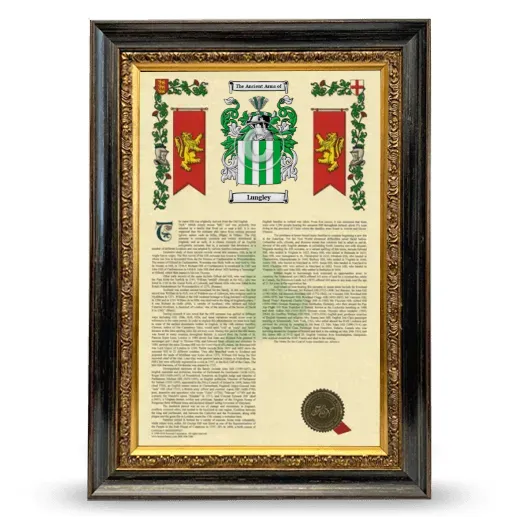 Lungley Armorial History Framed - Heirloom