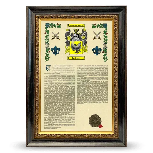 Lusignan Armorial History Framed - Heirloom