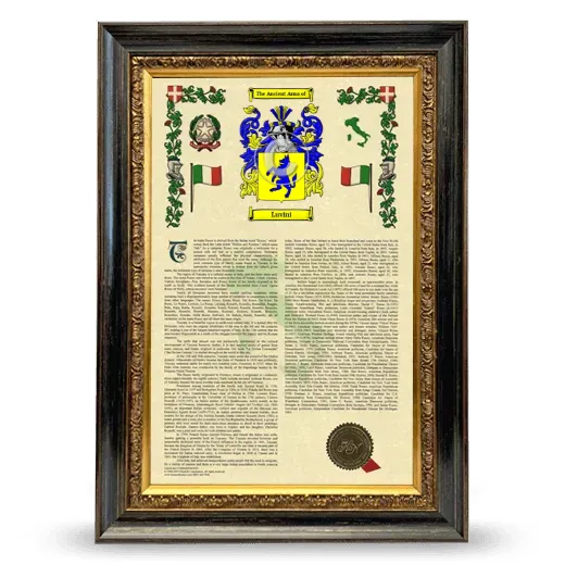 Luvini Armorial History Framed - Heirloom