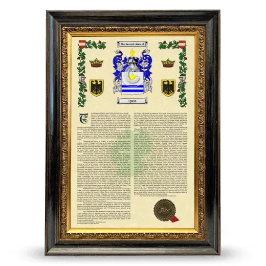 Lyers Armorial History Framed - Heirloom
