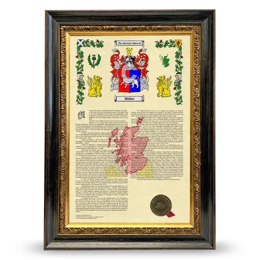 Mabee Armorial History Framed - Heirloom