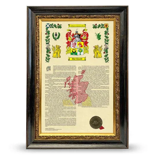 Mac'donald Armorial History Framed - Heirloom
