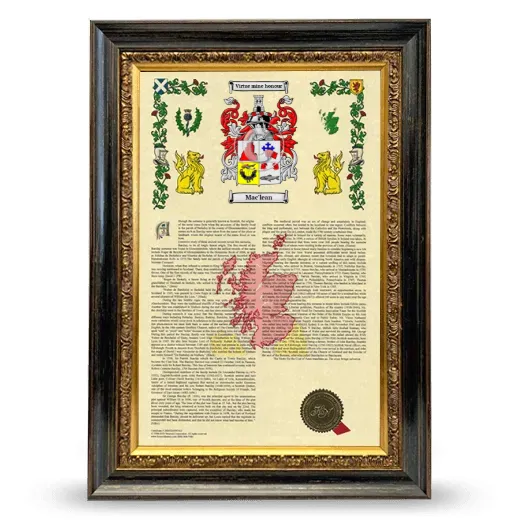 Mac'lean Armorial History Framed - Heirloom