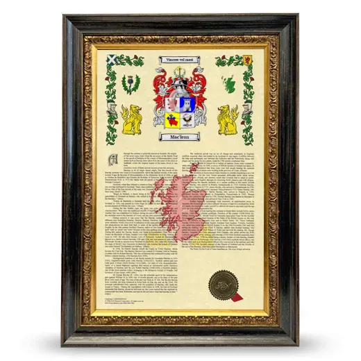 Mac'lean Armorial History Framed - Heirloom