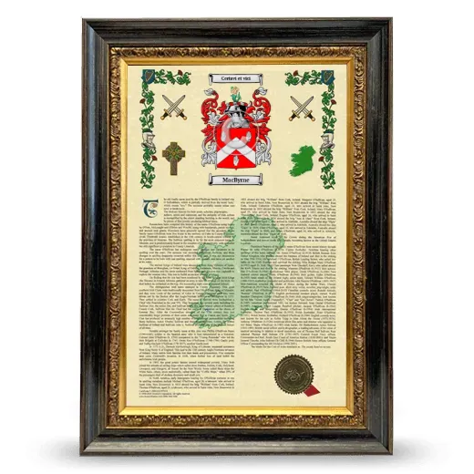 MacByrne Armorial History Framed - Heirloom
