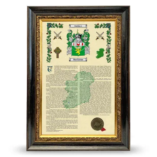 MacCartan Armorial History Framed - Heirloom