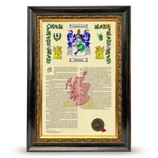 MacGrigor Armorial History Framed - Heirloom