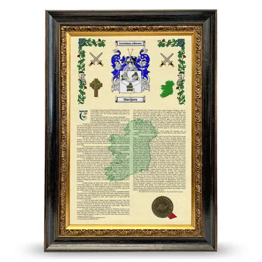 MacQuey Armorial History Framed - Heirloom