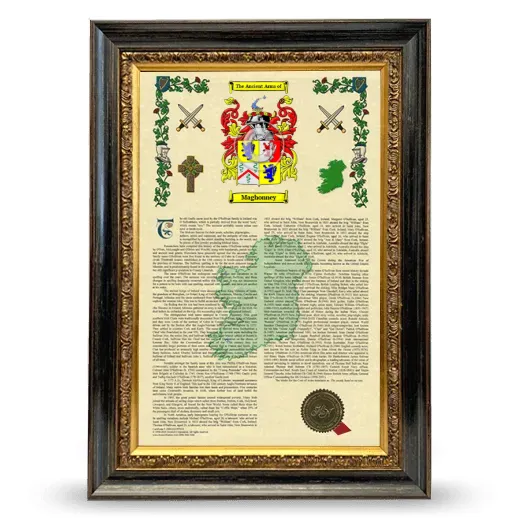Maghonney Armorial History Framed - Heirloom