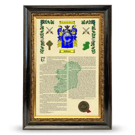 Malloney Armorial History Framed - Heirloom