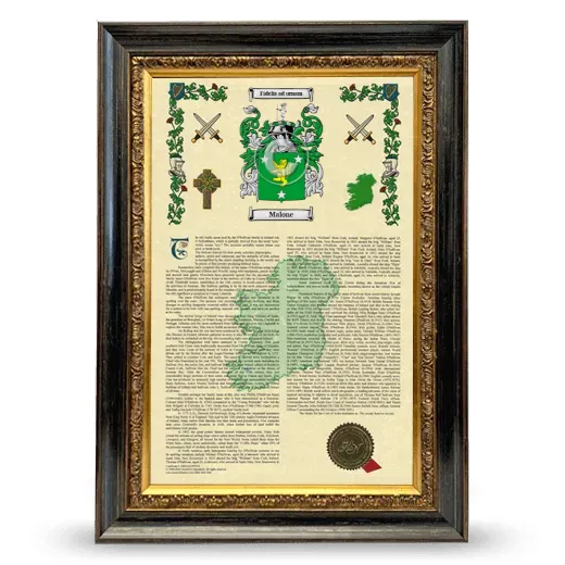 Malone Armorial History Framed - Heirloom
