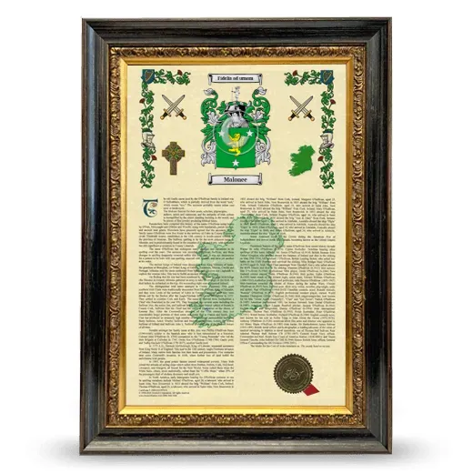 Malonee Armorial History Framed - Heirloom