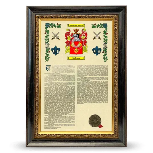 Malroux Armorial History Framed - Heirloom